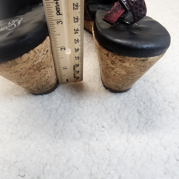 Walking Cradles Elites Red/Black Peep Toe Leather Wedges Size 10.5M - Picture 8 of 8